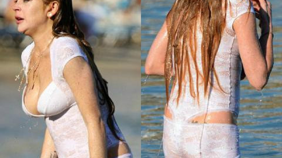 Линдзи Лоън с моден гаф на плажа! (Вижте и други)