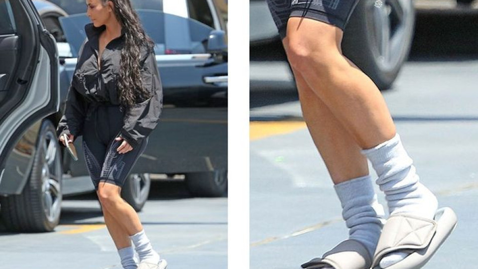 Потрес! Ким Кардашиян с домашни джапанки и дебели чорапи на разходка (Вижте нелепата й модна хрумка)