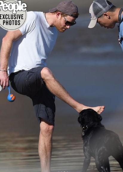 Принц Хари се забавлява с кучето на плажа (Херцогът по-свободен и щастлив от всякога – Снимки) - Снимка 2