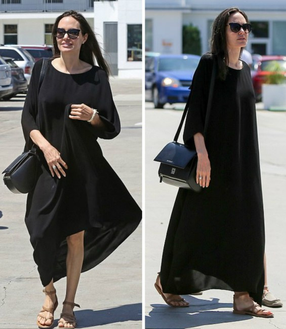 Анджелина Джоли заряза лъскавия си вид (Вижте я с рокля като чувал на семейна разходка) - Снимка 2